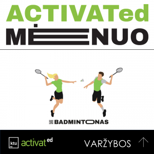 Poster for the event "Activated month" with icon of two players women and men playing badminton