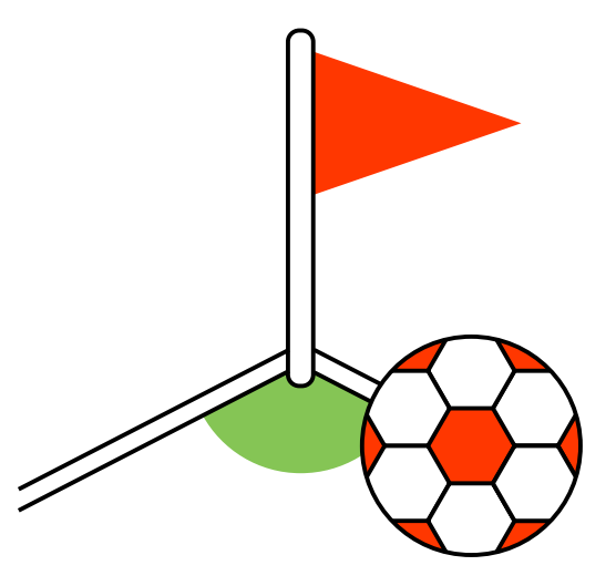 Icon of football ball and corner red flag