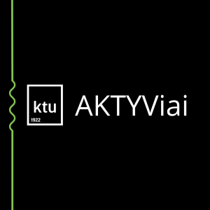 White logo "KTU AKTYViai" on a black background