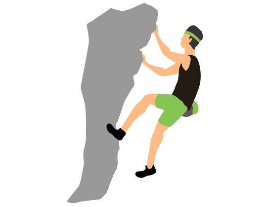 An icon of a man climbing a rock